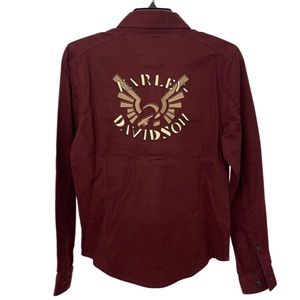 Harley-Davidson Heavy Button Down Shirt Embroidered Size XS